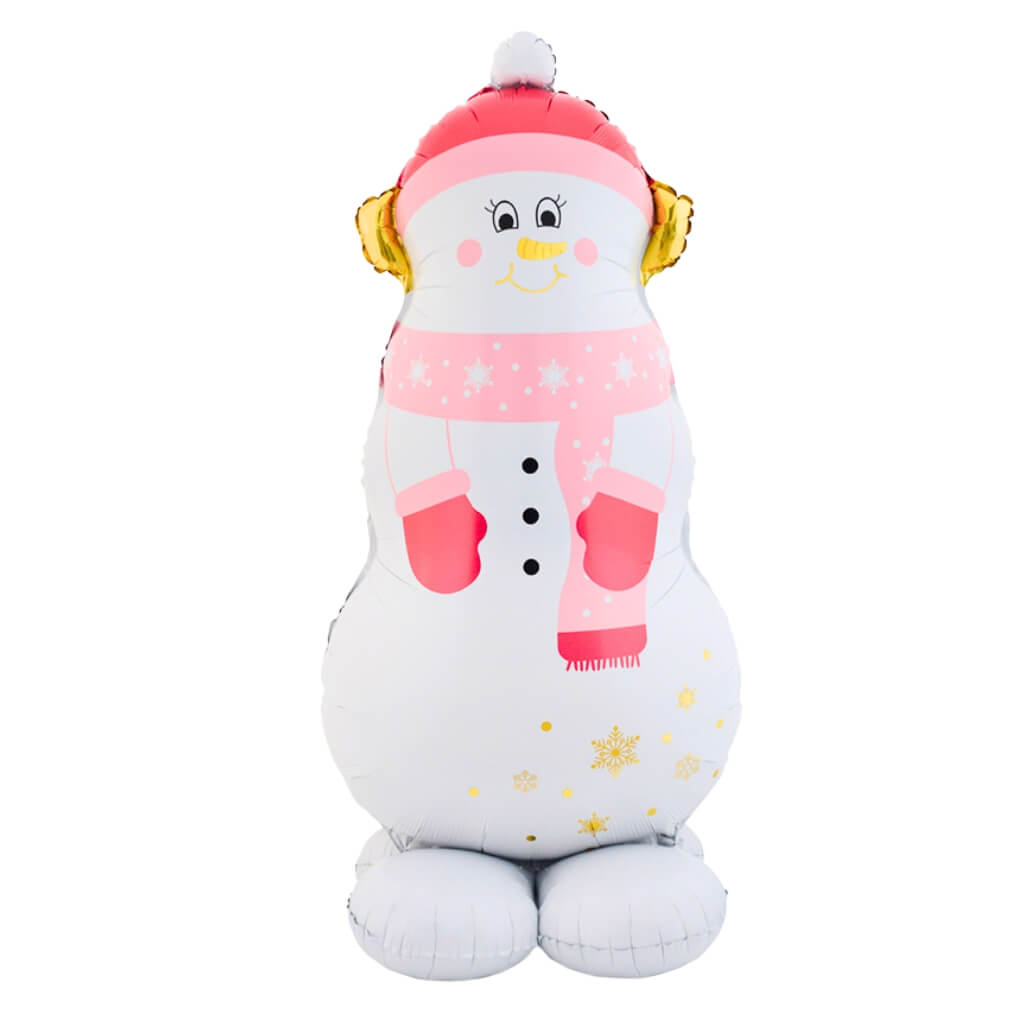 Jumbo Pink Snowman Standing Foil Balloon