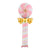 Jumbo Pink &  White Striped Lollipop Candy with Gold Ribbon Foil Balloon.