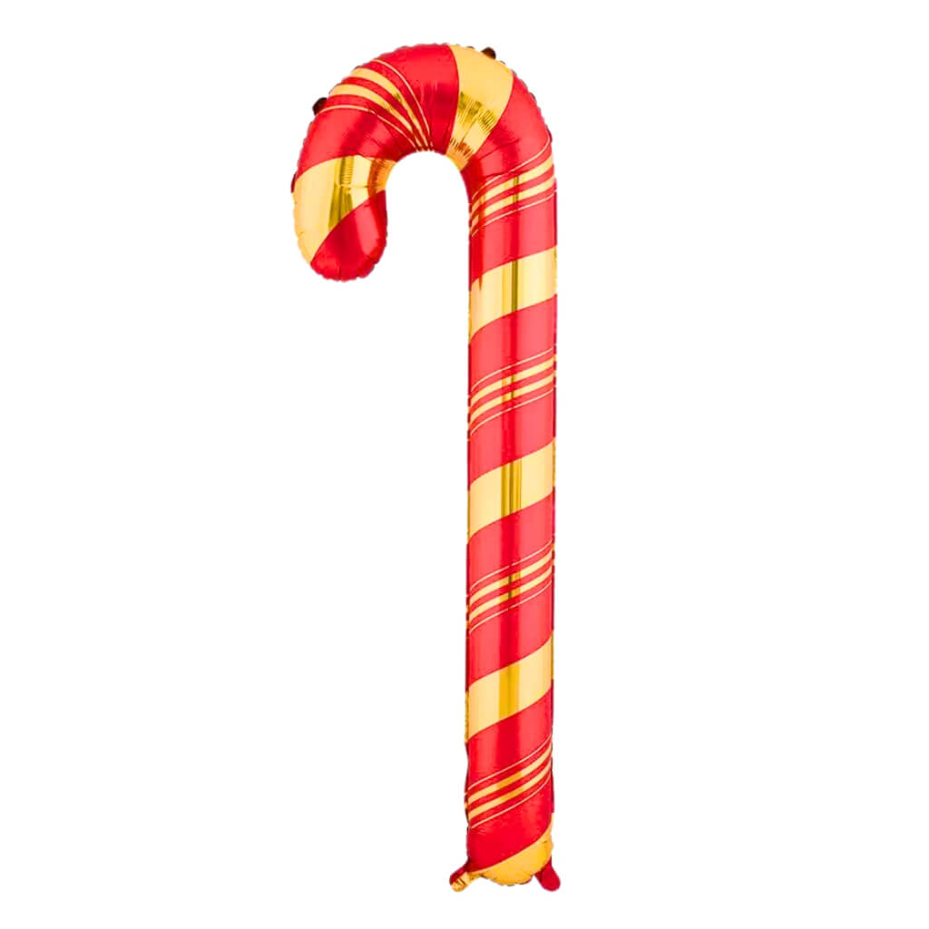 Red & Gold Striped Christmas Candy Cane Foil Balloon