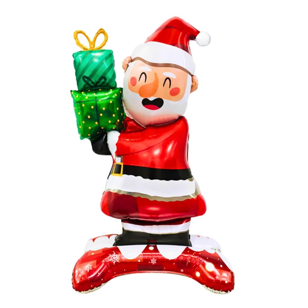 Jumbo Santa Holding Christmas Presents Standing Foil Balloon