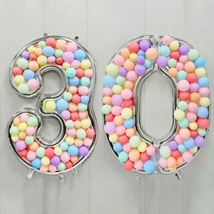 165cm Jumbo Silver Foil Balloon Mosaic Number 0 Frame