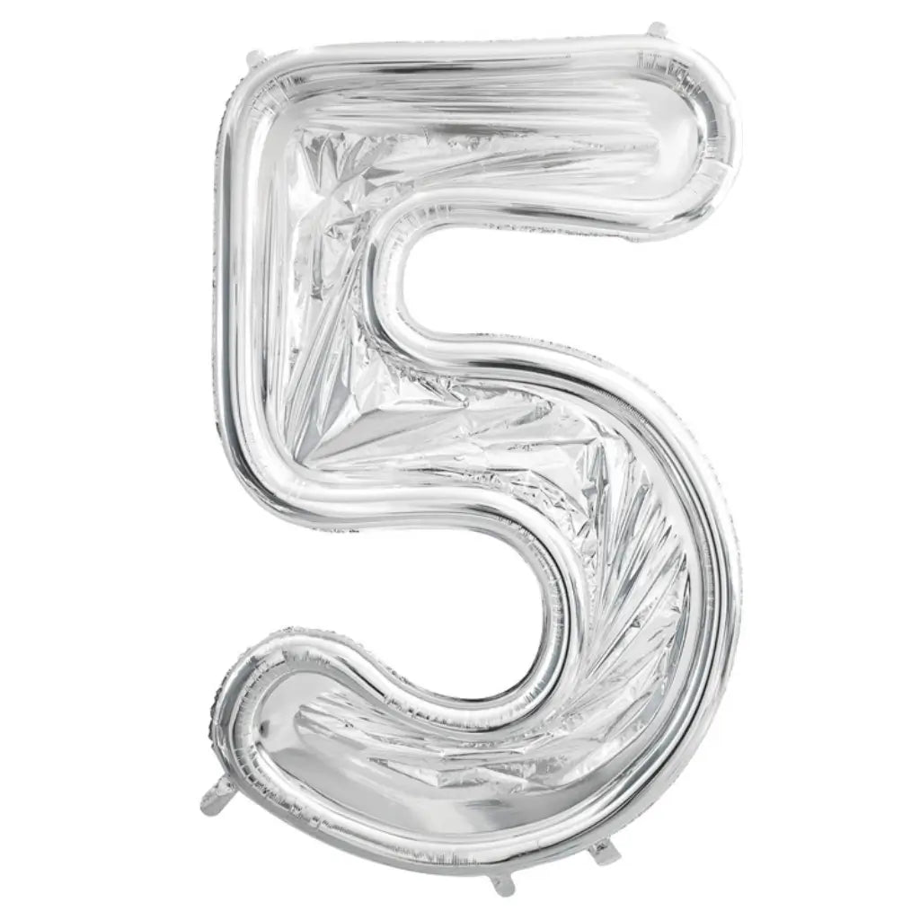 165cm Jumbo Silver Foil Balloon Mosaic Number 5 Frame