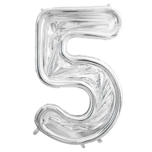 165cm Jumbo Silver Foil Balloon Mosaic Number 5 Frame