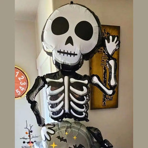 Jumbo Skeleton & Happy Halloween Tomb Standing Foil Balloon 118cm