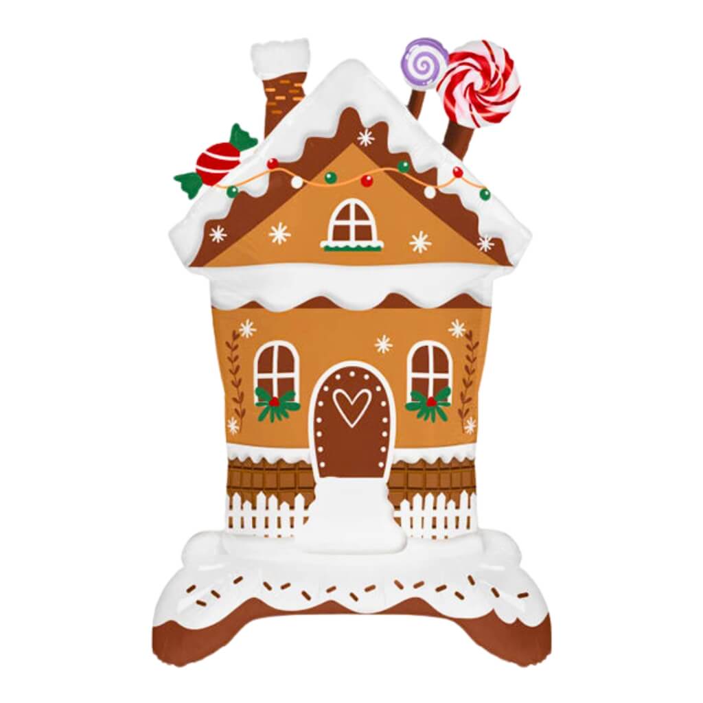 Jumbo Snowy Gingerbread House Standing christmas Foil Balloon