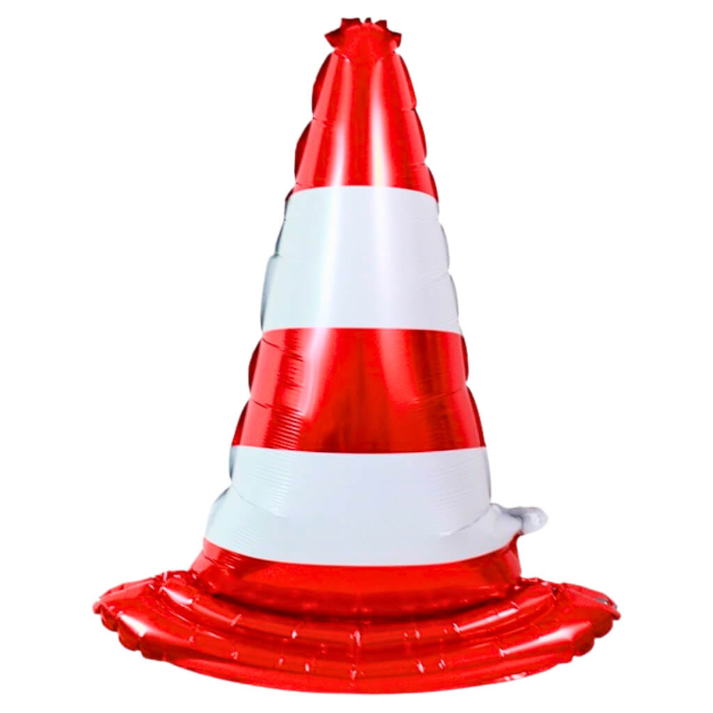 Jumbo white & red striped safety Traffic Cone Foil Balloon