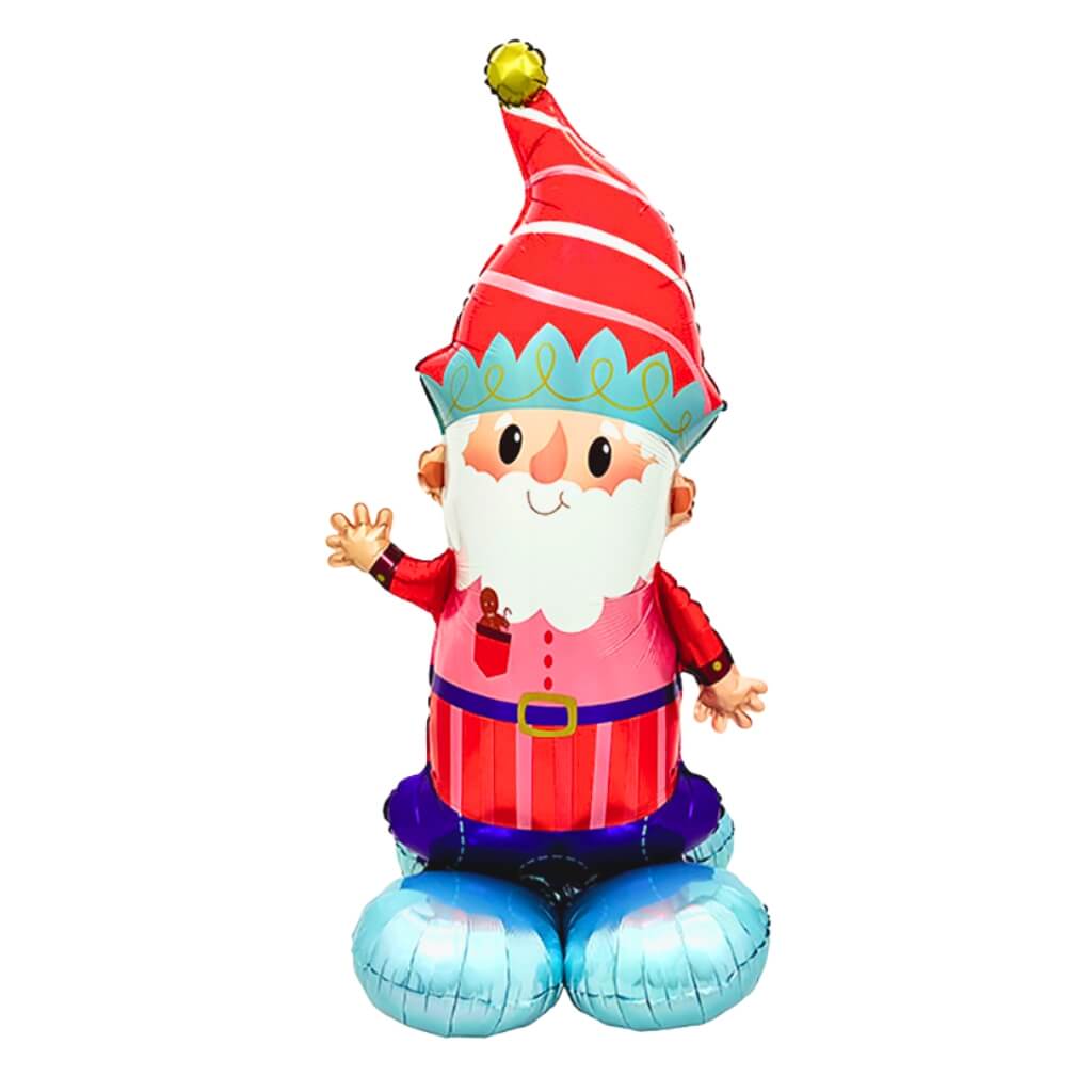 jumbo Waving Santa with Striped Hat Standing Christmas Foil Balloon