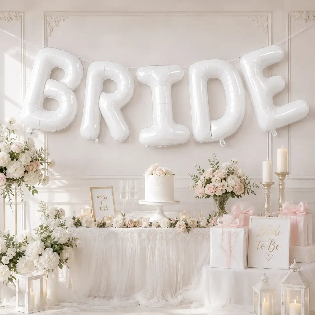 40-inch Jumbo White BRIDE Foil Balloon Banner
