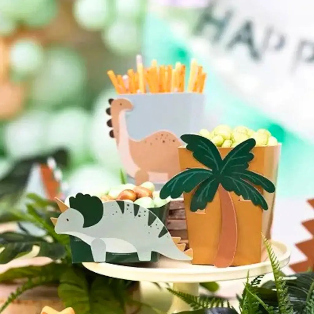 Dinosaur party snack boxes set