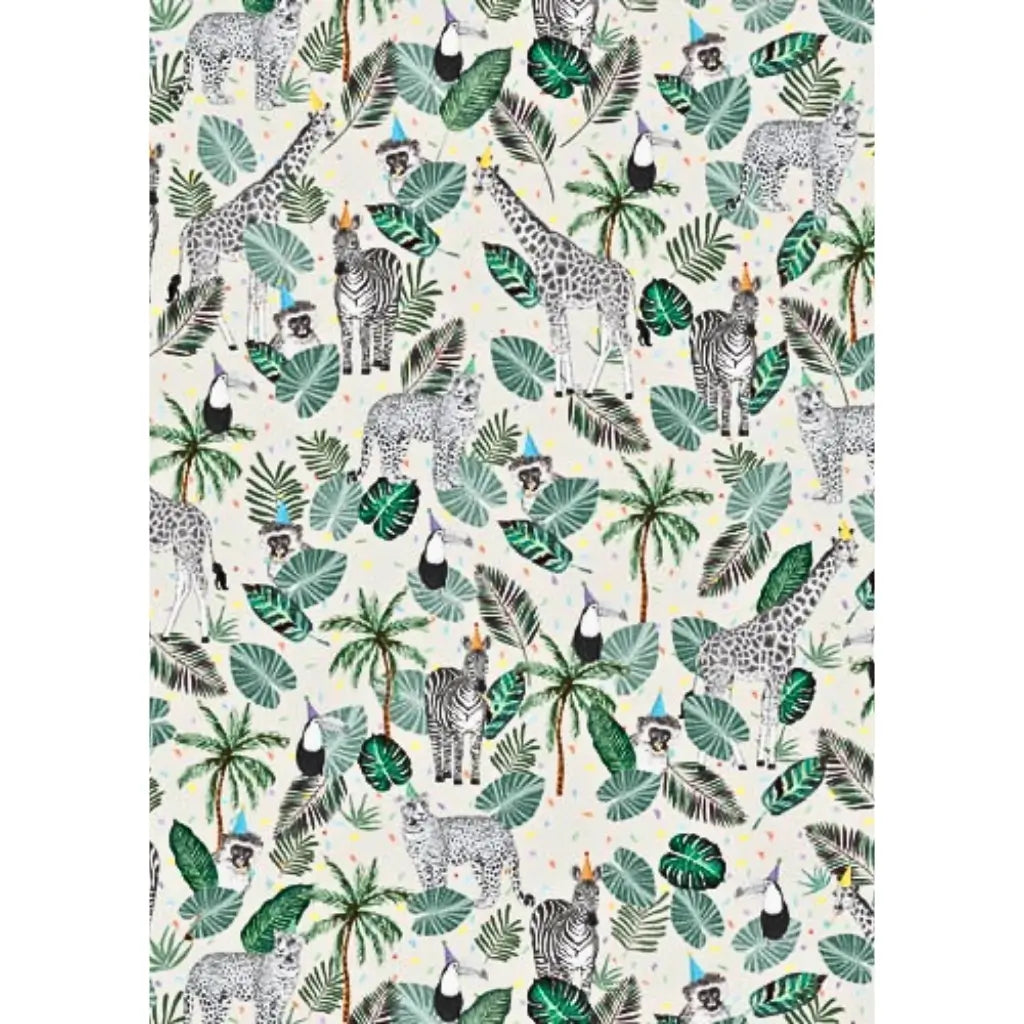Jungle safari wrapping paper animals design