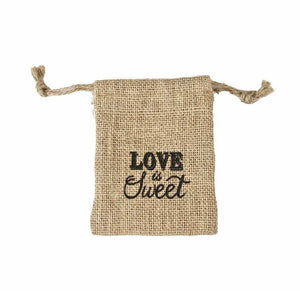 Burlap treat bag 10x15cm Love is Sweet design