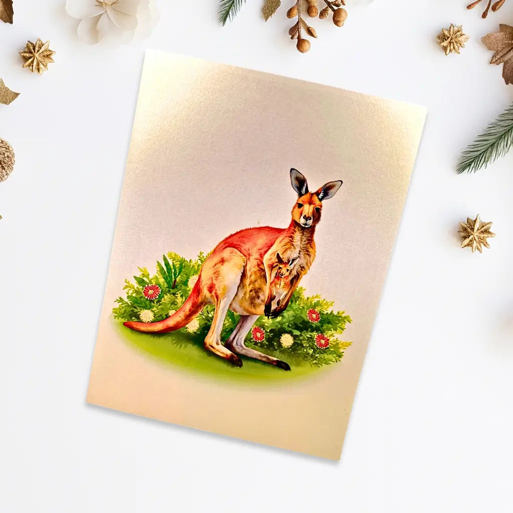Kangaroo mother and joey 3D pop-up greeting card for special occasions