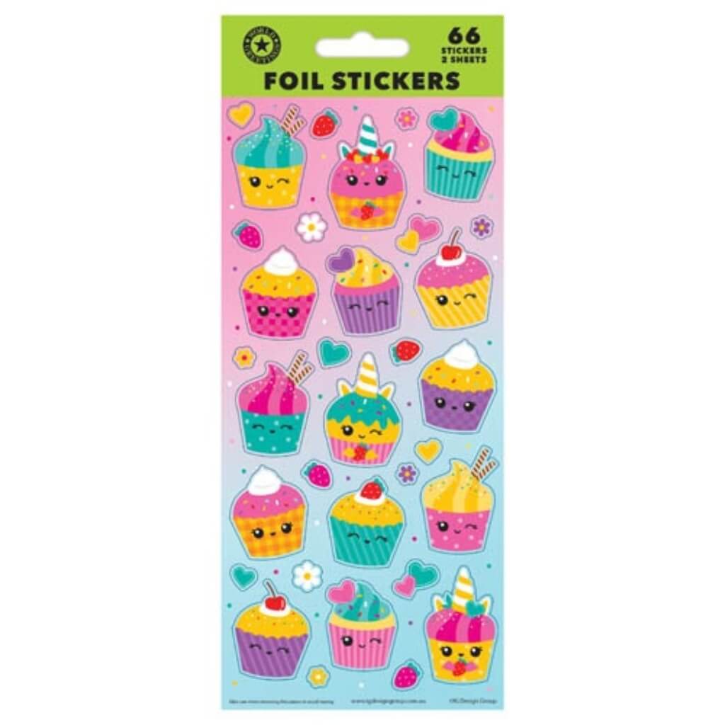 Cute colourful cupcake sticker sheet kawaii design