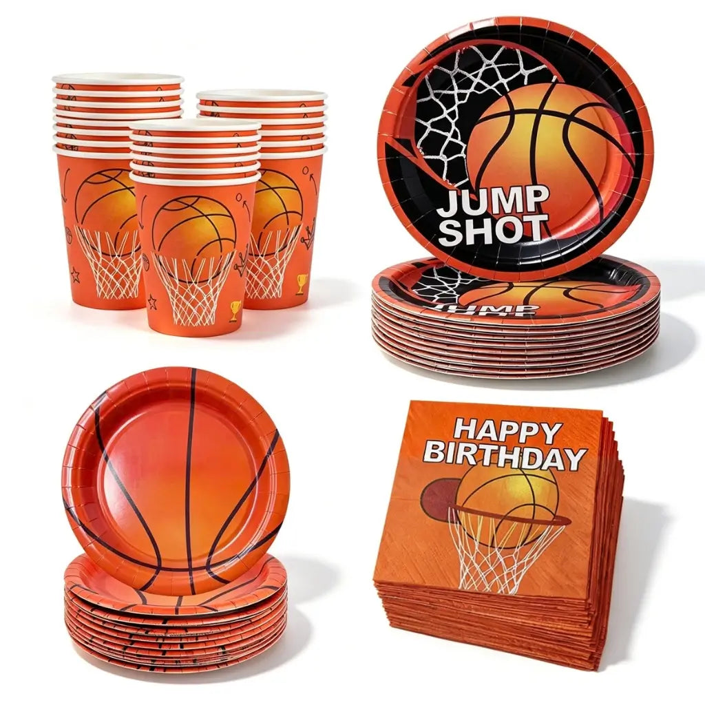 Basketball hoop paper cup matching sports party tableware