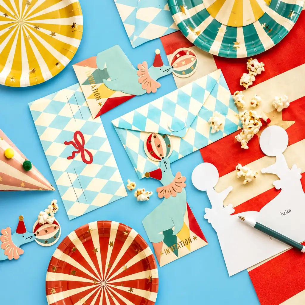 Circus seal party invitation card kids birthday
