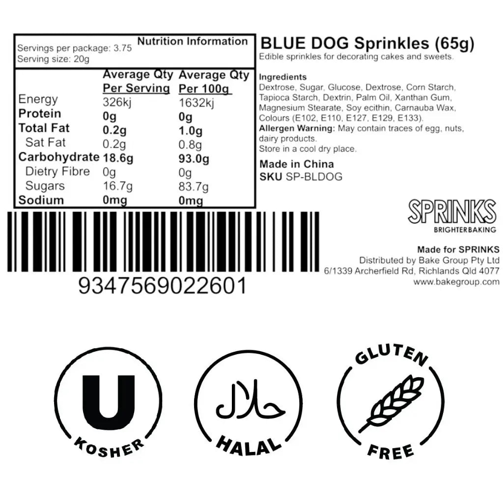blue dog sprinkles for party desserts ingredients