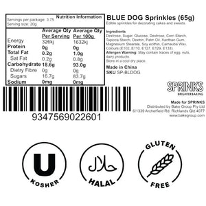 blue dog sprinkles for party desserts ingredients