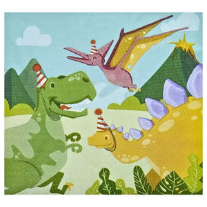 33cm dinosaur birthday party serviettes 12 pack