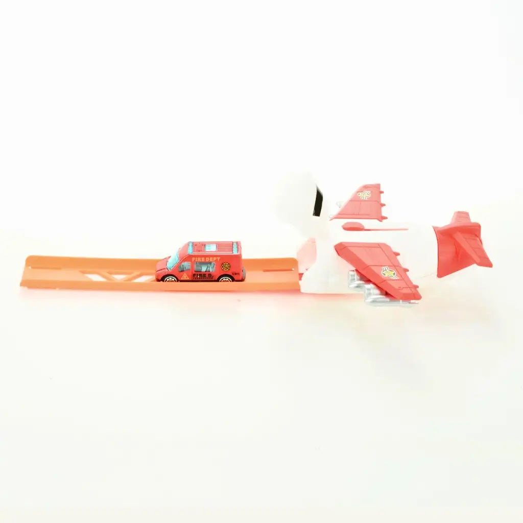 Fire truck cargo airplane toy launcher for kids