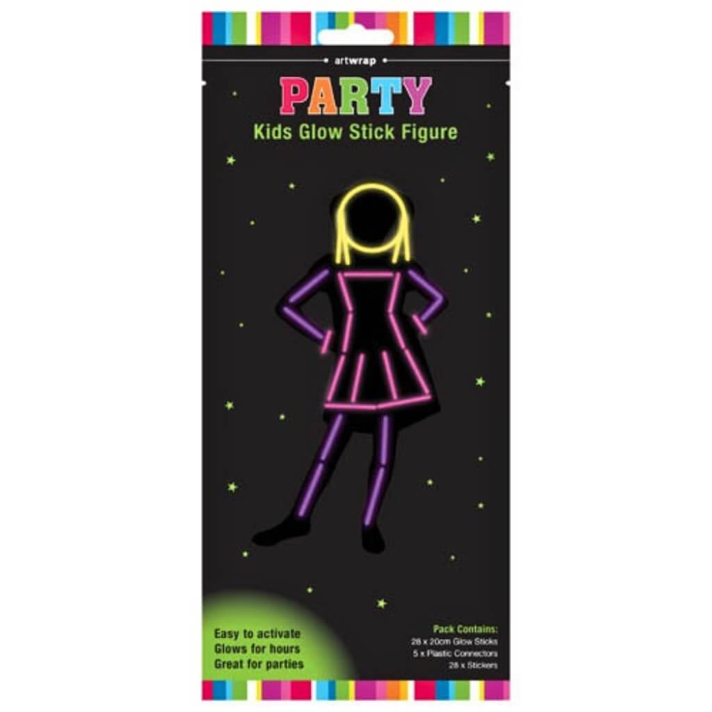 Kids Glow Girl Suit 61-piece glow stick costume kit.