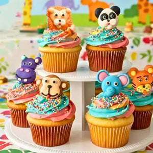 Jungle animal face cupcake toppers