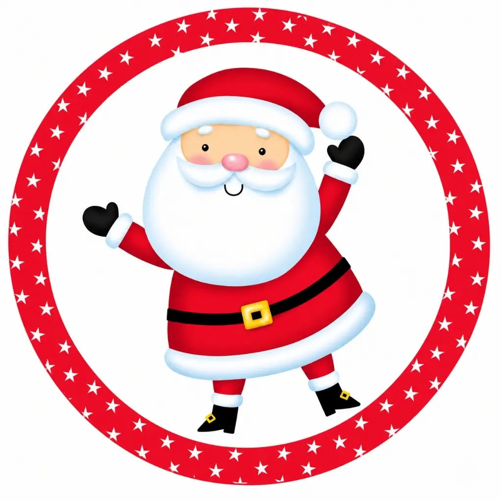 Kids’ Santa Christmas paper plate with a red star border