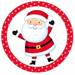 Kids’ Santa Christmas paper plate with a red star border