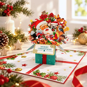 Australian Christmas present box card with Santa and native animals