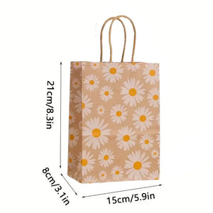 Kraft Brown Sweet Daisy Party Bags 5pk