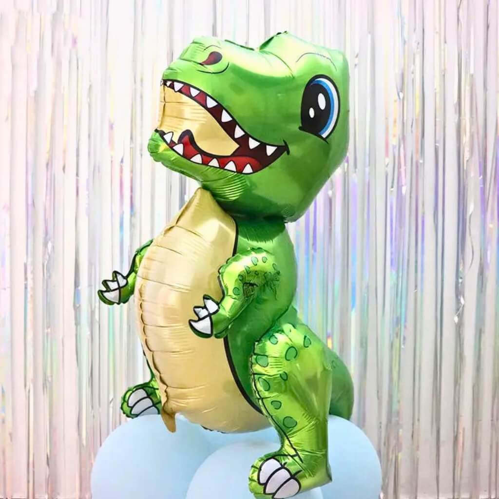 Large 4D Standing Green T-Rex Dinosaur Foil Balloon