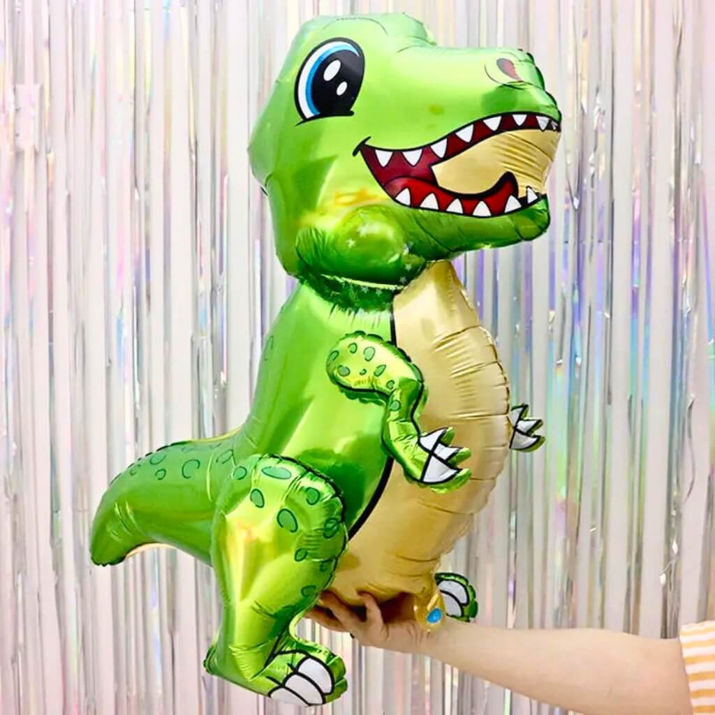Large 4D Standing Green T-Rex Dinosaur Foil Balloon