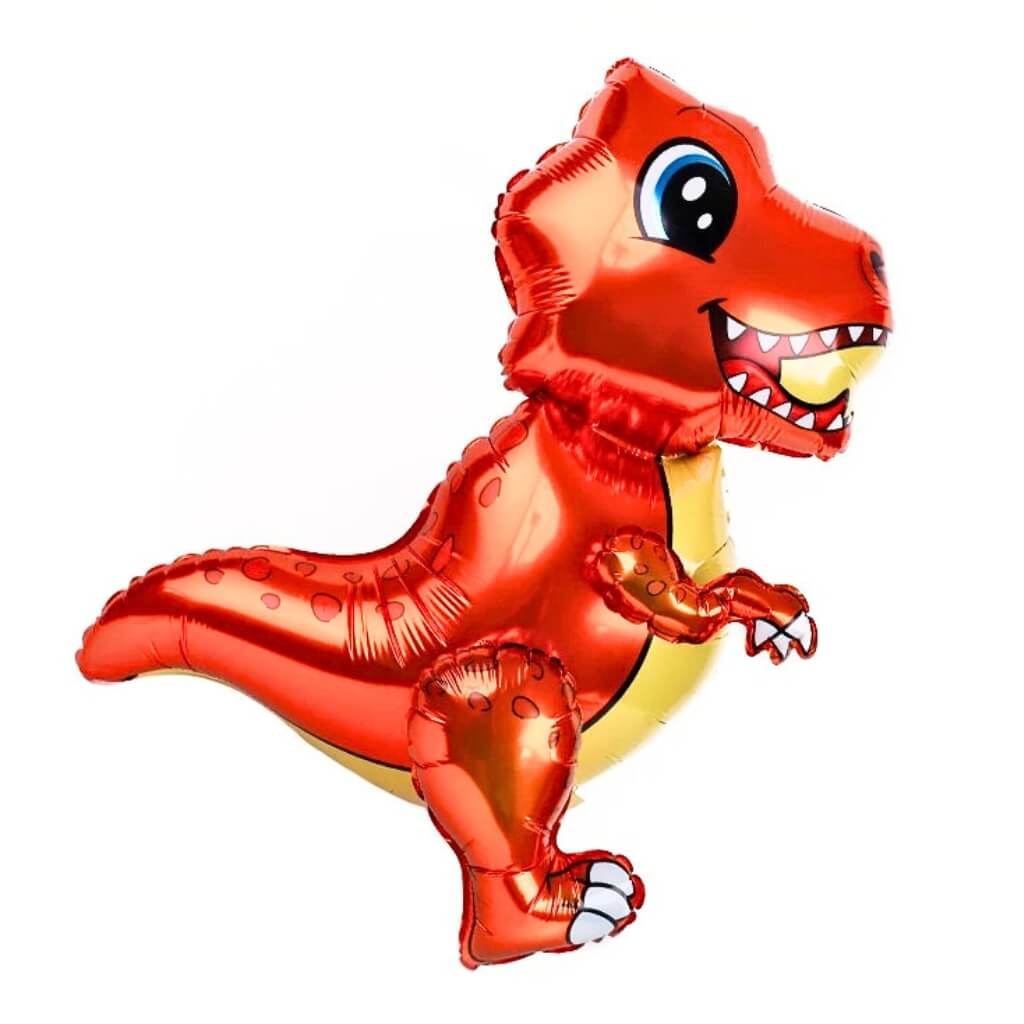 Large 4D Standing Orange T-Rex Dinosaur Foil Balloon