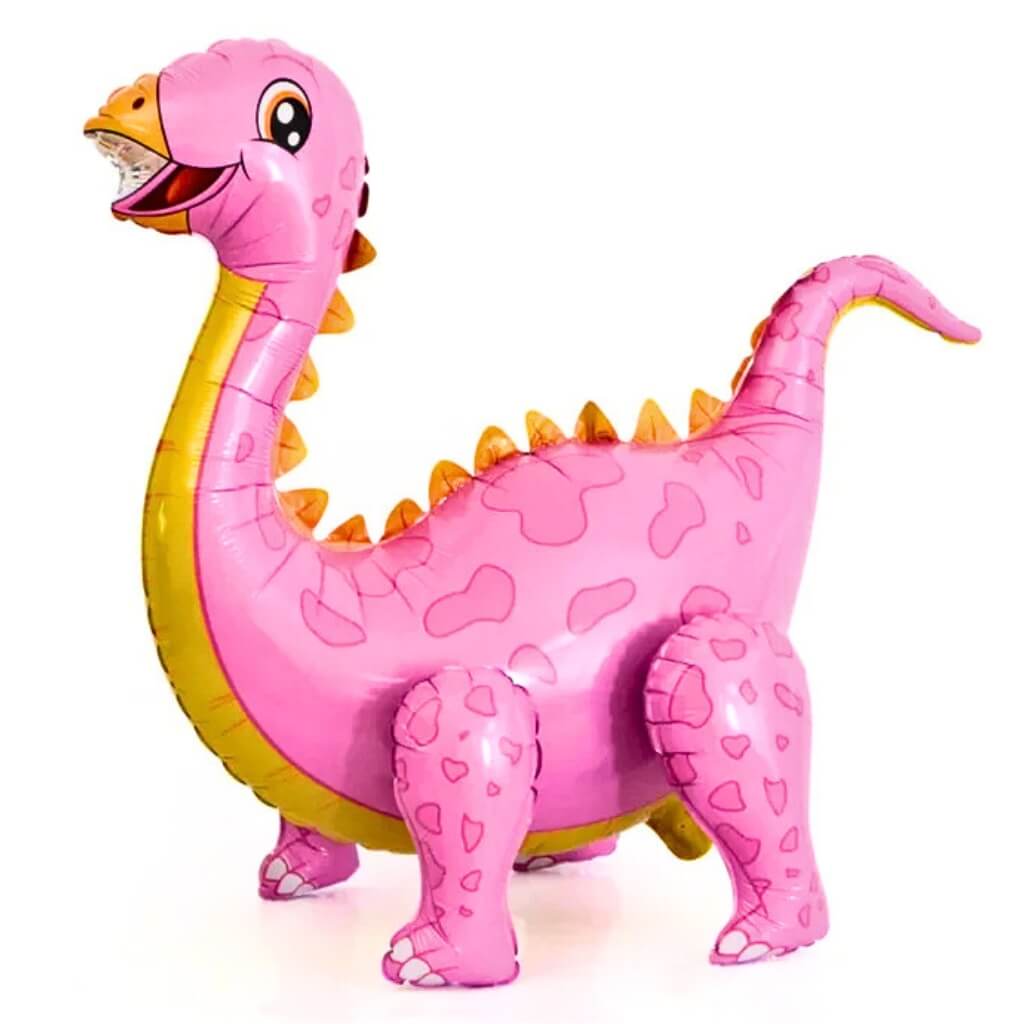 Large 3D Standing Pink Brontosaurus Dinosaur Foil Balloon