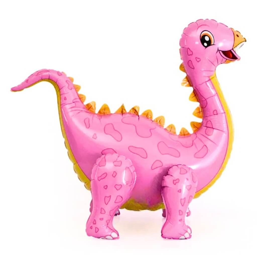Large 3D Standing Pink Brontosaurus Dinosaur Foil Balloon