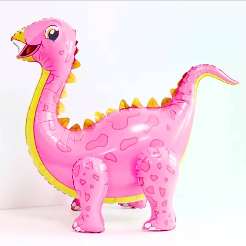 Large 3D Standing Pink Brontosaurus Dinosaur Foil Balloon