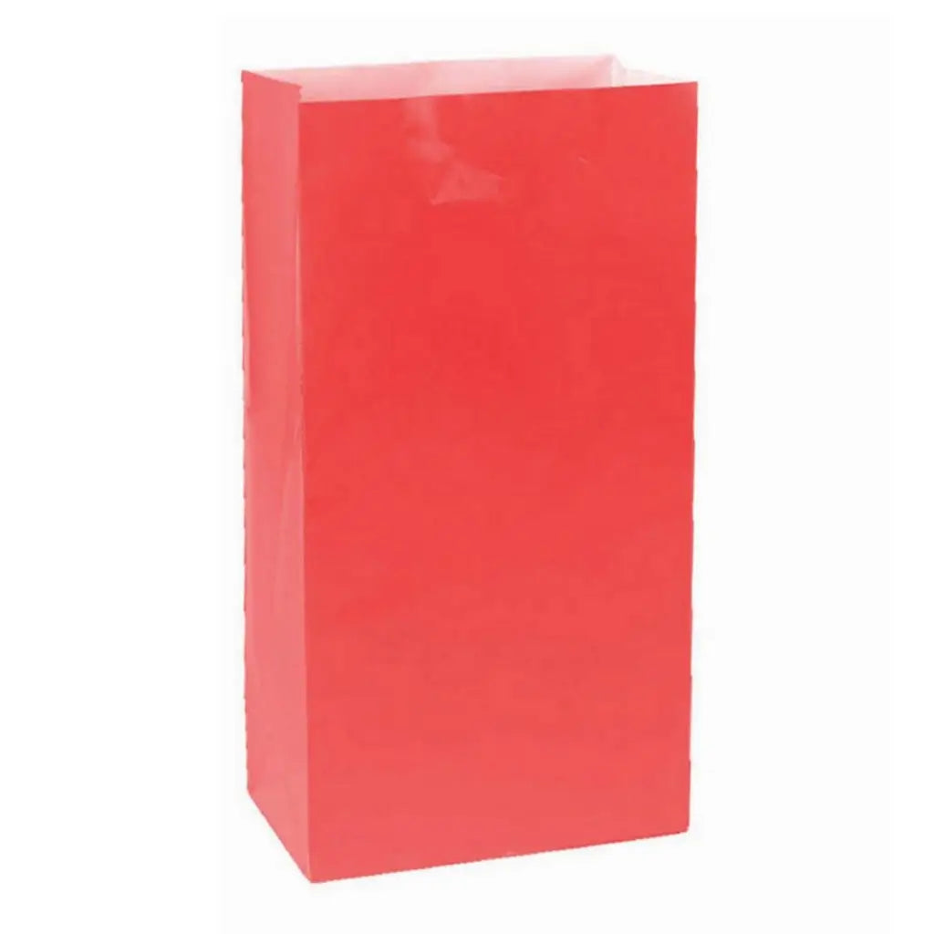 Large Paper Treat Bags 12pk - Apple Red