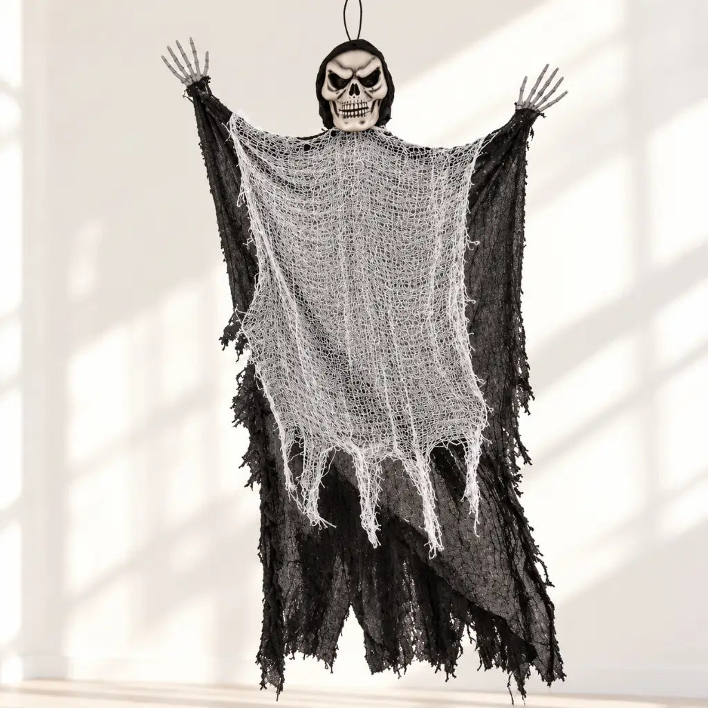 Large Black Grim Reaper Hanging Halloween Prop 1.21m