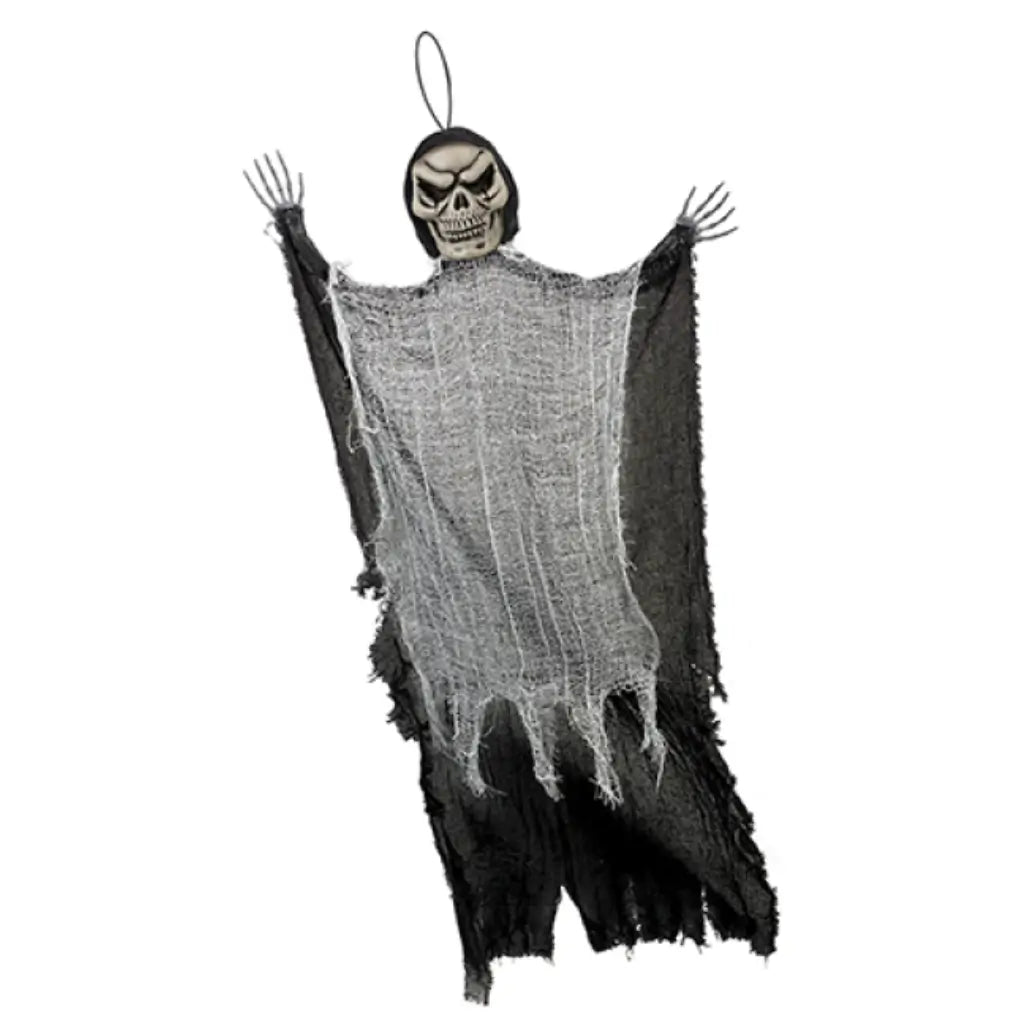 Large black Grim Reaper hanging Halloween prop measuring 1.21m