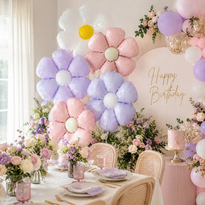 Floral daisy balloon decoration for birthday party