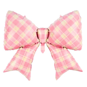 Jumbo Gingham pink Bow Foil Balloon 99×76cm