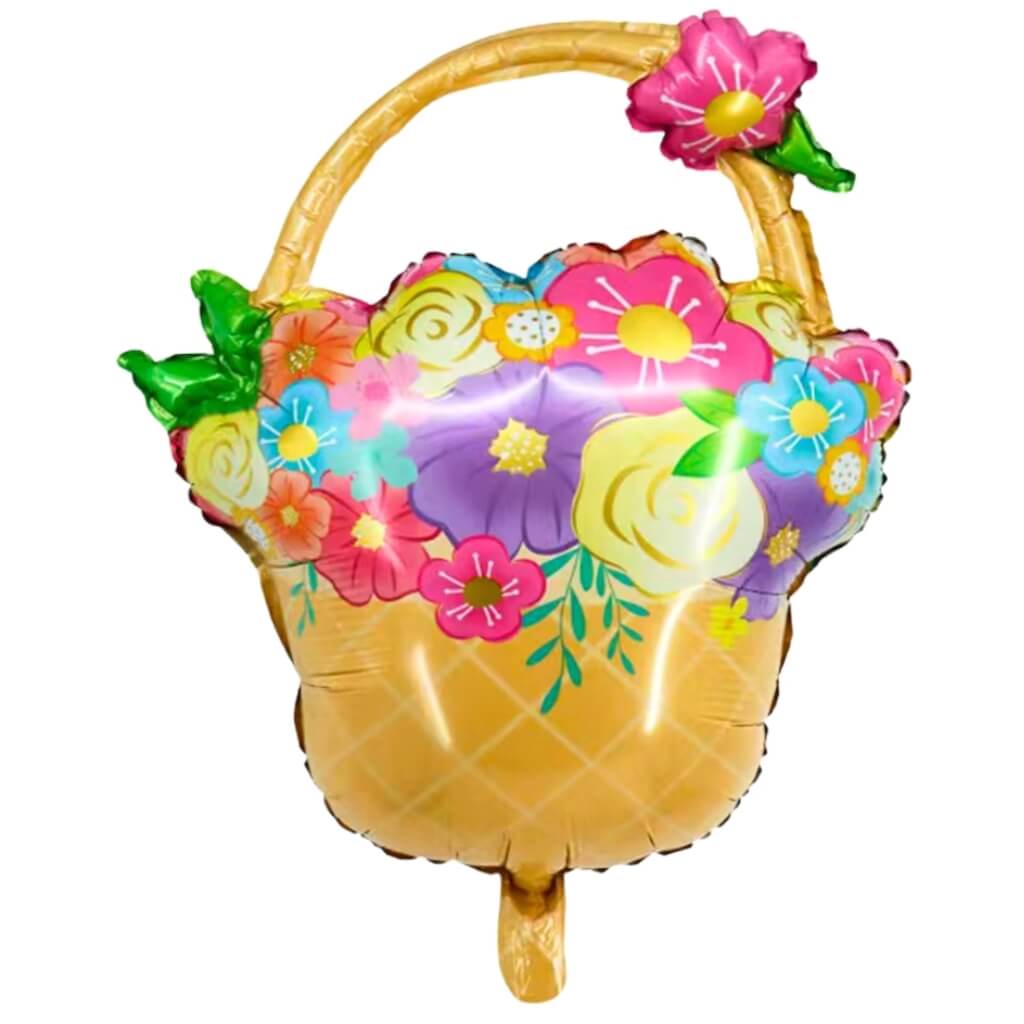 Large Flower yellow Basket Foil Balloon – 69x53cm mothers day party decoration