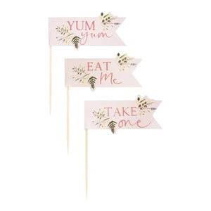 Let's Partea Afternoon Tea Floral Cupcake Toppers 12pk