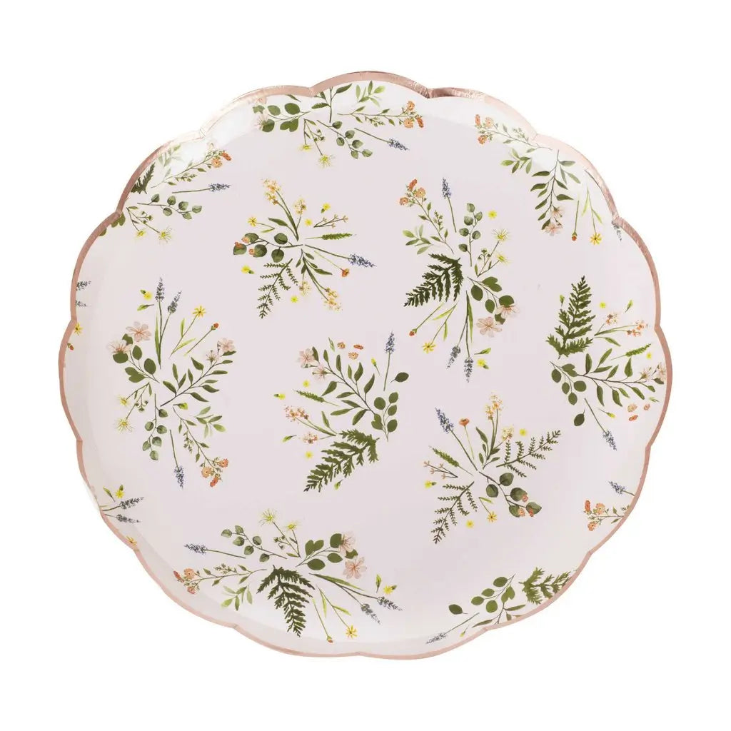 lets partea Floral Tea Party Foiled Paper Plates 8pk