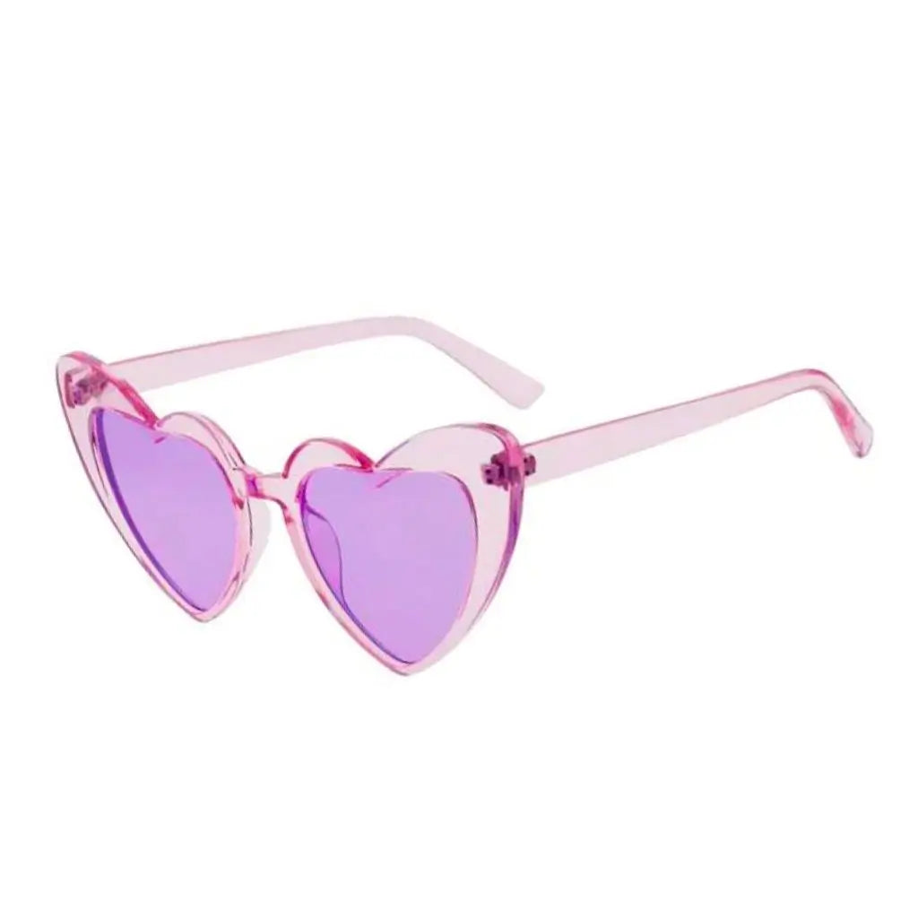 Light Purple Heart Shaped Cat Eye Plastic Sunglasses