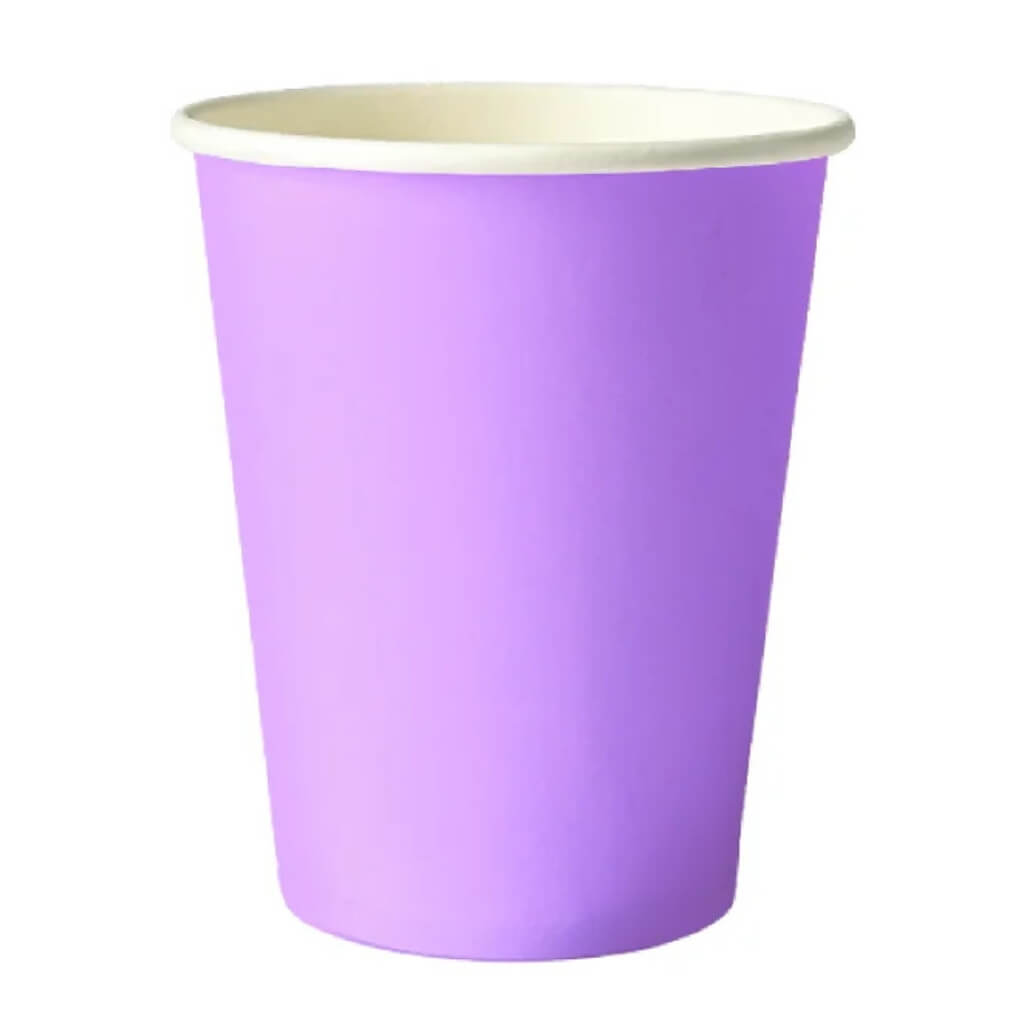 Pack of 12 266ml light purple paper cups for parties and events