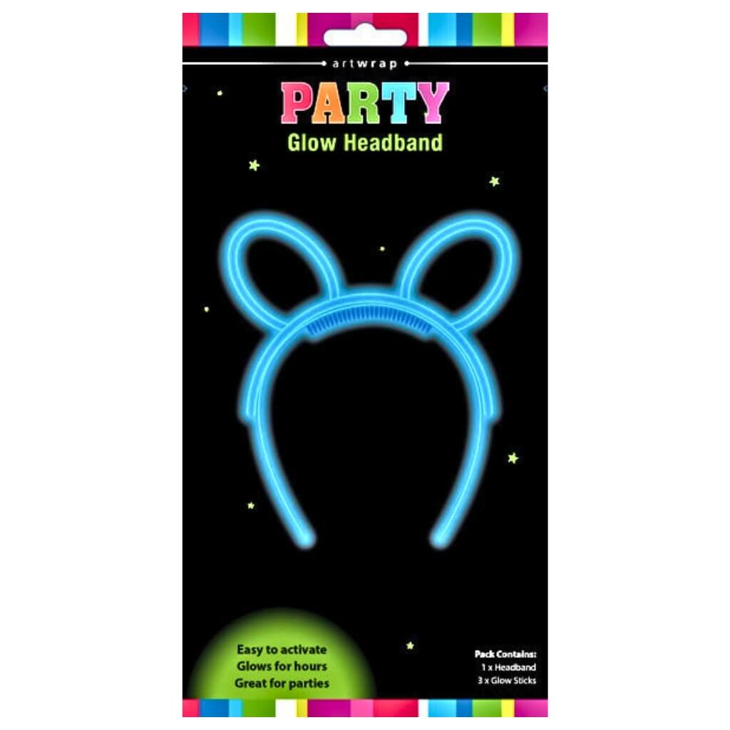Light up bunny ears headband blue colour