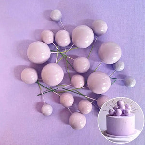 Lilac deco foam ball cake topper set