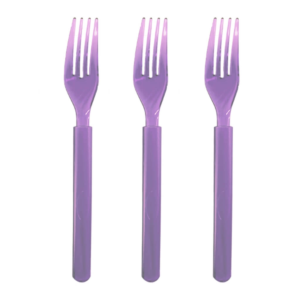 Ultra Heavy Duty Lilac Plastic Forks 20pk