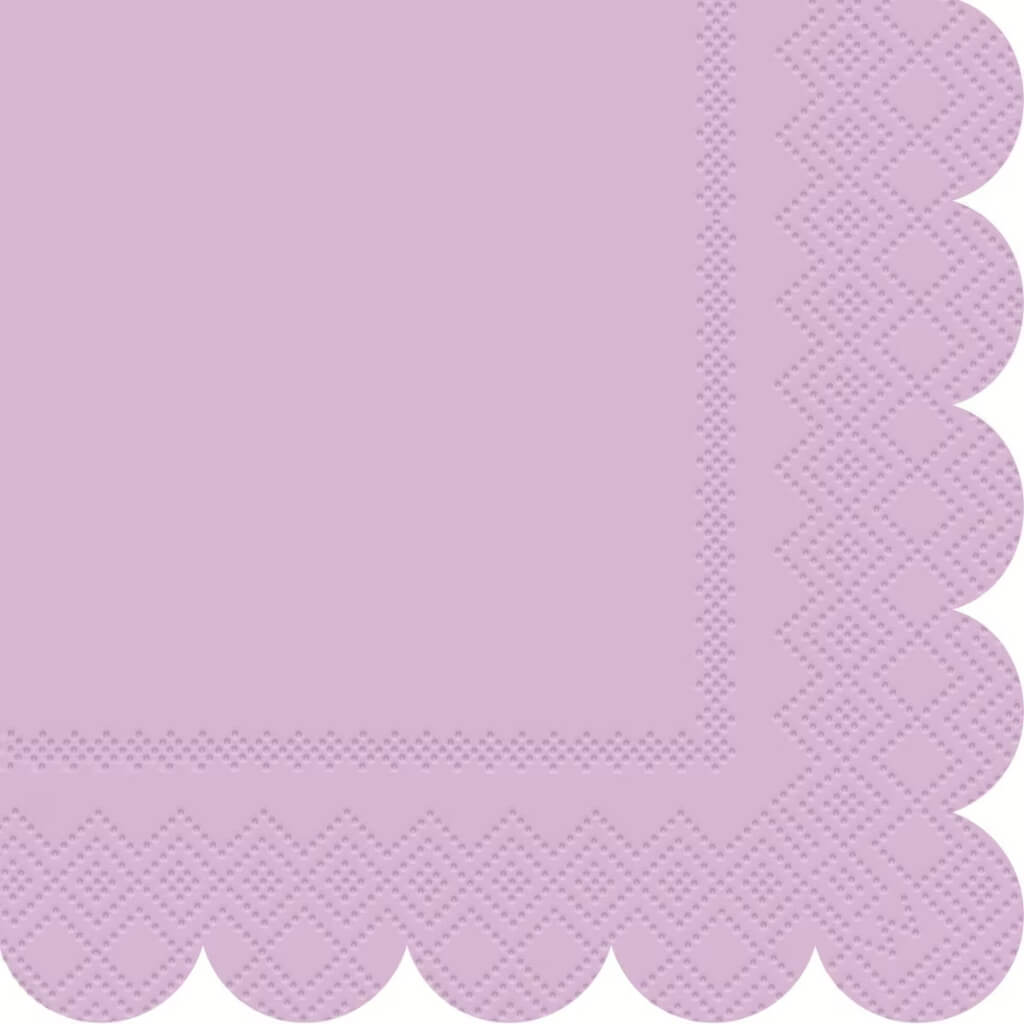 Lilac Scalloped Edge Beverage Napkins 16pk