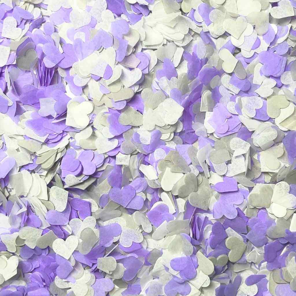 Lilac & White Heart paper Confetti – 20g Party Table Scatter 1.5cm
